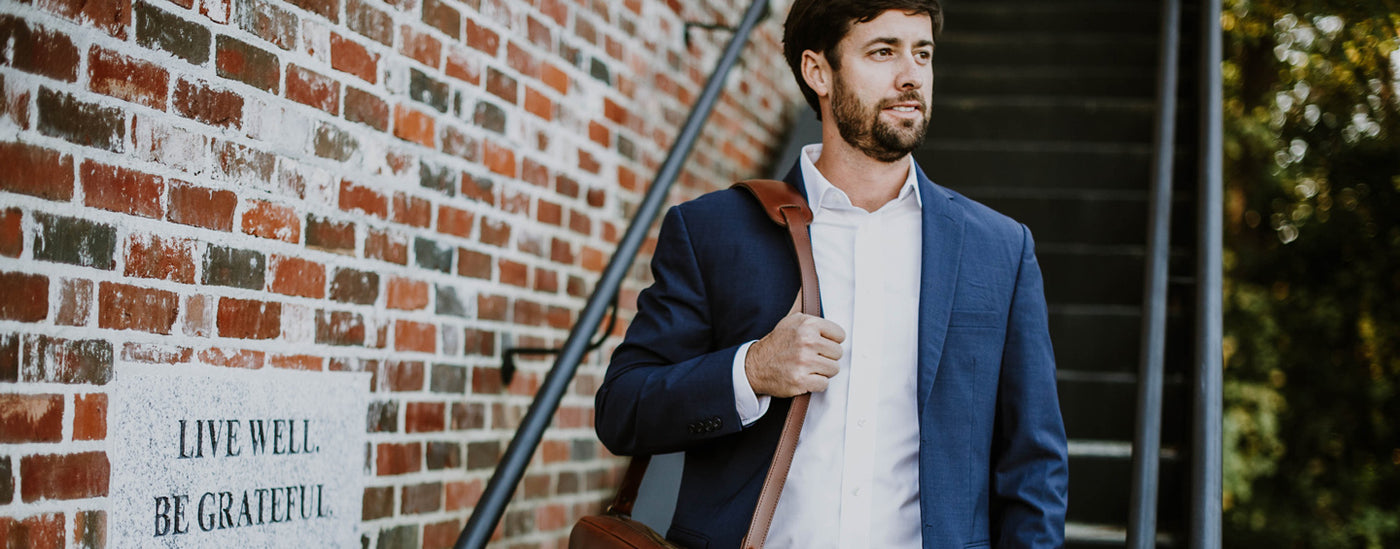 Classy Suit and Tie outfit with Leather Briefcase