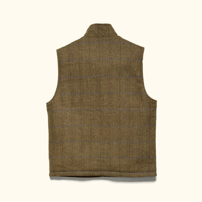 Ashton Wool Herringbone Vest in Mosswood, laid flat, back