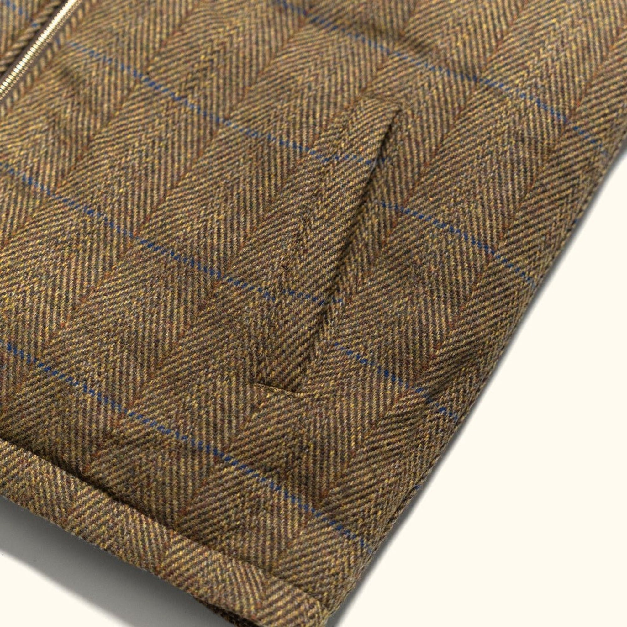 Ashton Wool Herringbone Vest in Mosswood: pocket detail