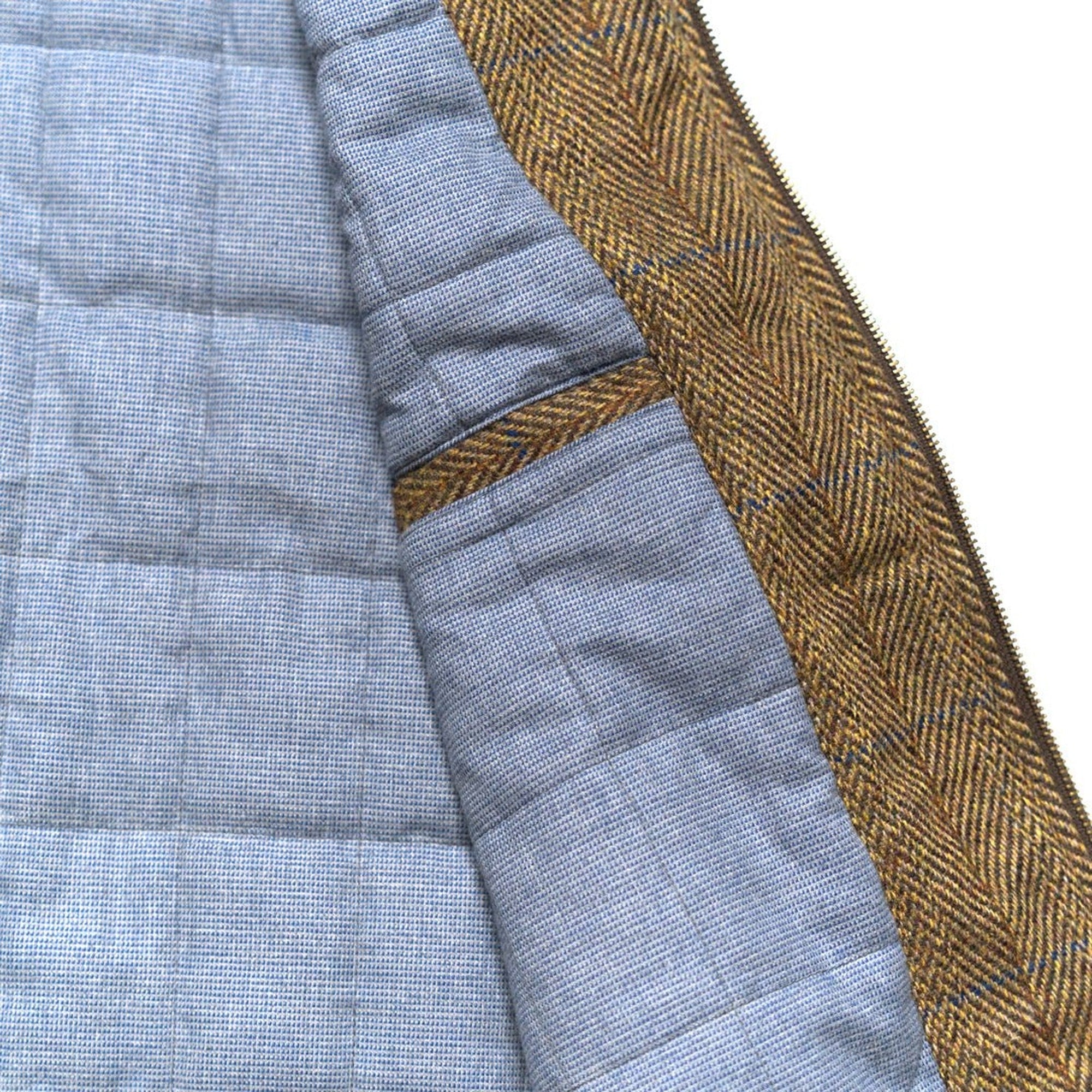 Ashton Wool Herringbone Vest in Mosswood: quilted lining detail