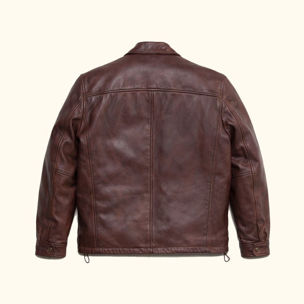 Premium Class Rich Mahogany Brown - Leather Driving Jacket for Men