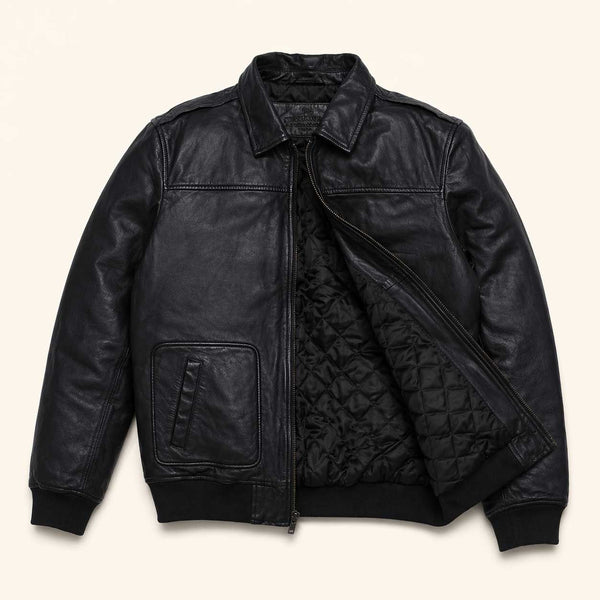 Men's Black Aviator Leather Jacket | Buffalo Jackson