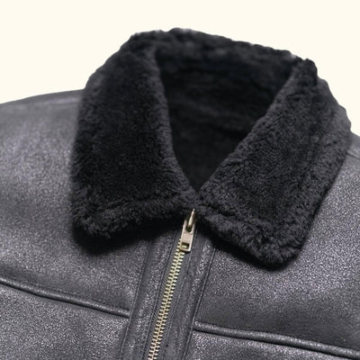 Men's Black Bomber - Sheepskin Shearling Jacket WW2