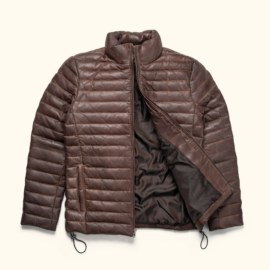 Bridger Leather Down Jacket | Dark Brown