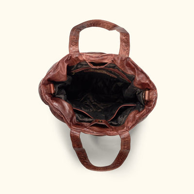 Opening - Lined, Quilted Leather Puffer Tote