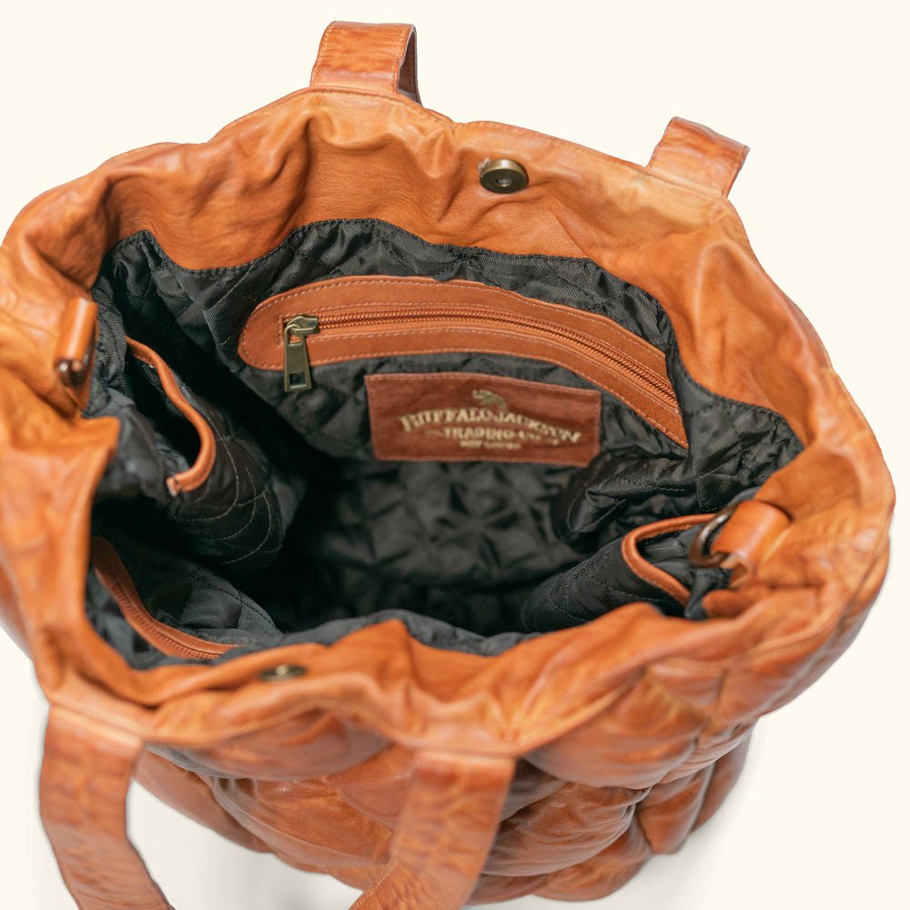 Interior Women's Limited Edition Bridger Leather Tote Large | Vintage Tan - Buffalo Jackson Trading Co.
