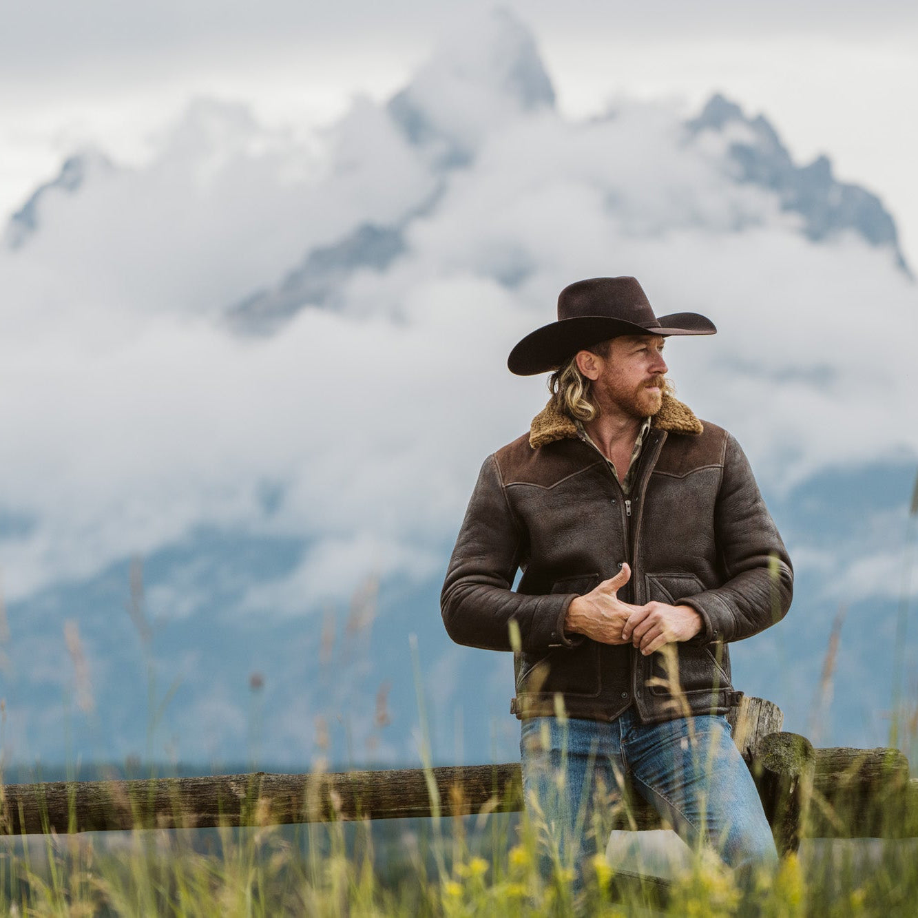 Jackson Shearling Leather Jacket | Brown