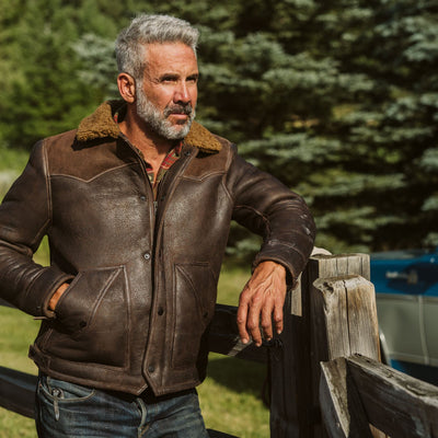 Mens Shearling Western Yoke Jacket - Full Wool Shearling