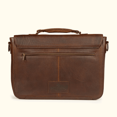 Roosevelt Messenger Bag back panel — YKK zippered pocket for quick-access travel items and daily essentials