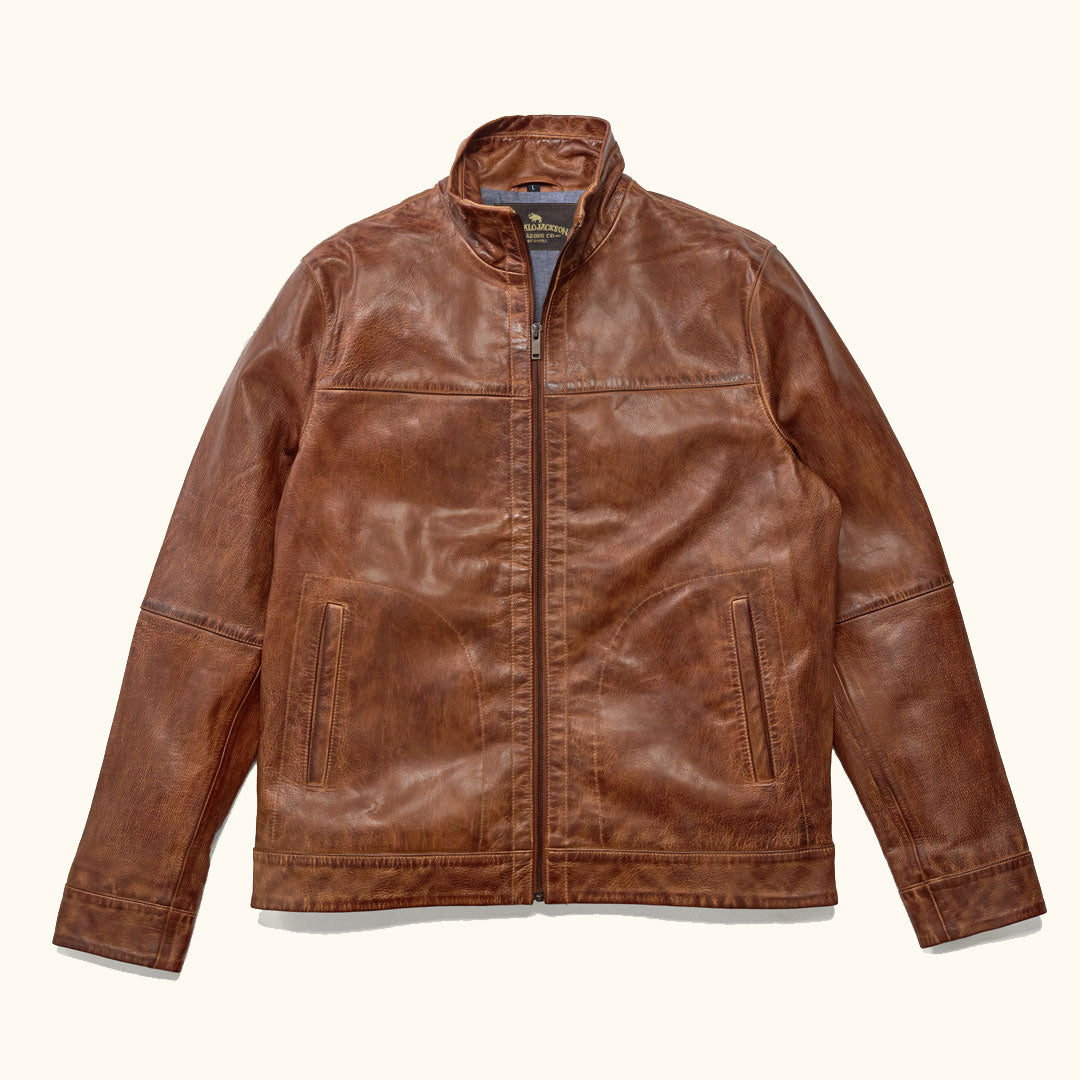 Casual Leather Jacket by Buffalo Jackson - Sedona Vintage Brown