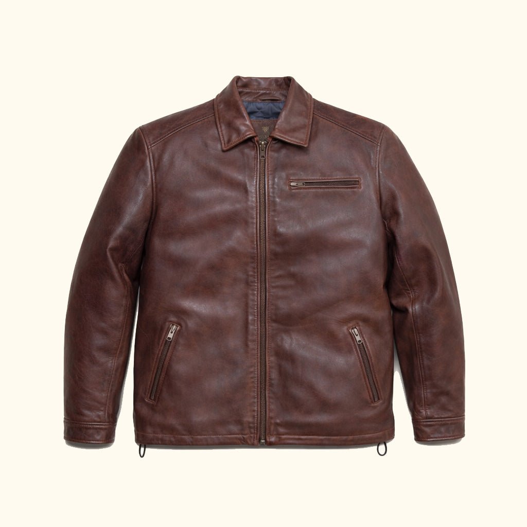 Mens Classic All Year - Full Grain Leather Driving Jacket - Quilted Lining Interior