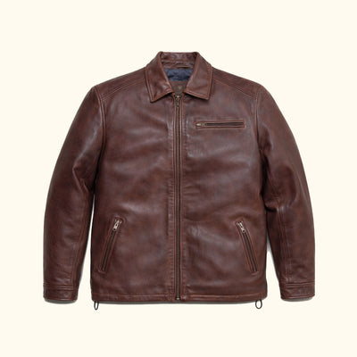 Glenwood Leather Driving Jacket | Mahogany