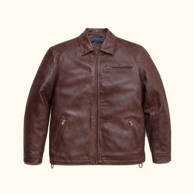 Mens Classic All Year - Full Grain Leather Driving Jacket - Quilted Lining Interior