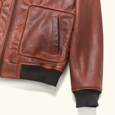 Ribbed Waist and Cuff - Maverick Leather Men's Jacket