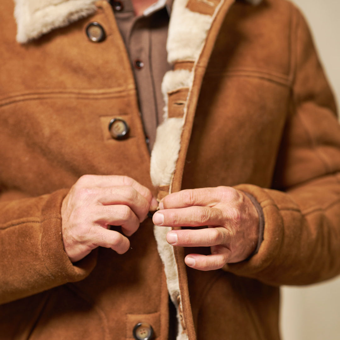 Interior Shearling Wool - Button Stitch Details -