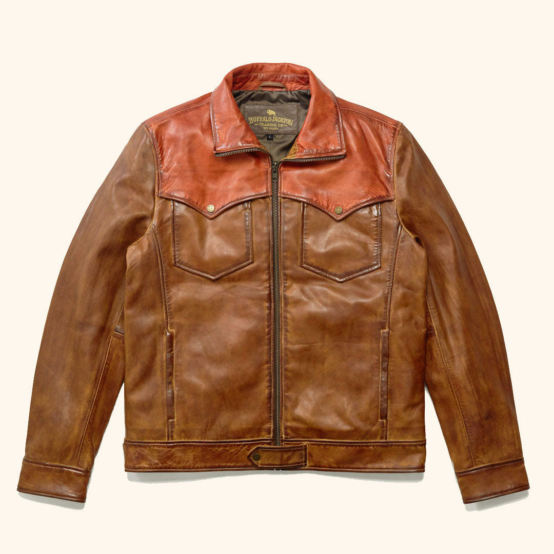 Western Sheepskin Leather Jacket - Mens