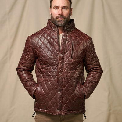 Front - Man - Men's Leather Jacket for Golf, and dress, high end