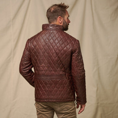 Mahogany Brown - Quilted Leather Jacket for Men = Vintage Leather Luxury