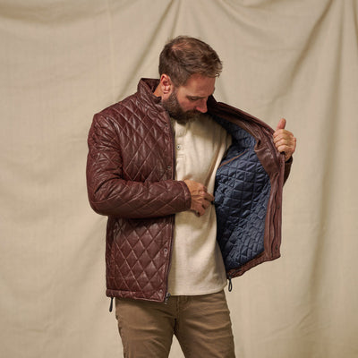 Highlands Quilted Leather Jacket | Mahogany Brown