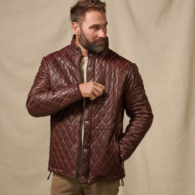 Highlands Quilted Leather Jacket | Mahogany Brown