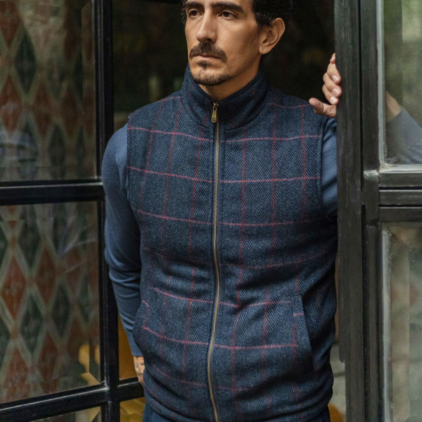 Ashton Wool Herringbone Vest | Clan Blue