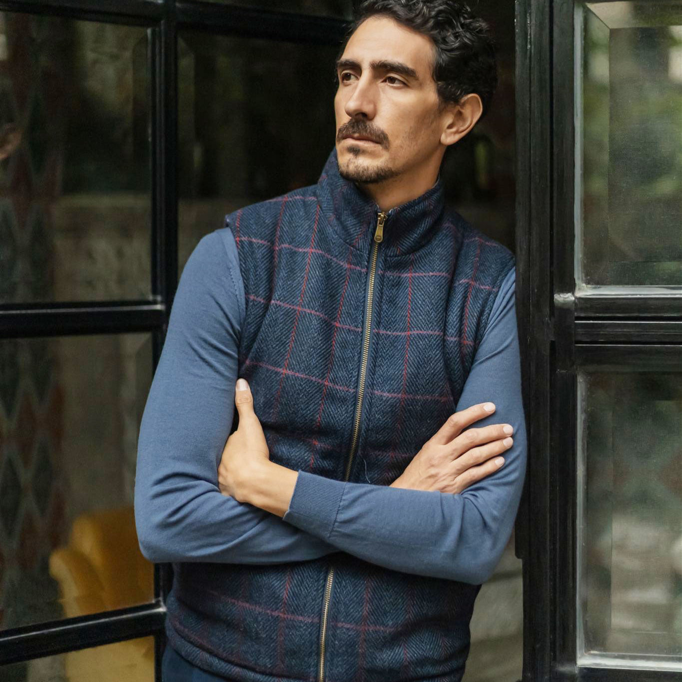 Ashton Wool Herringbone Vest | Clan Blue