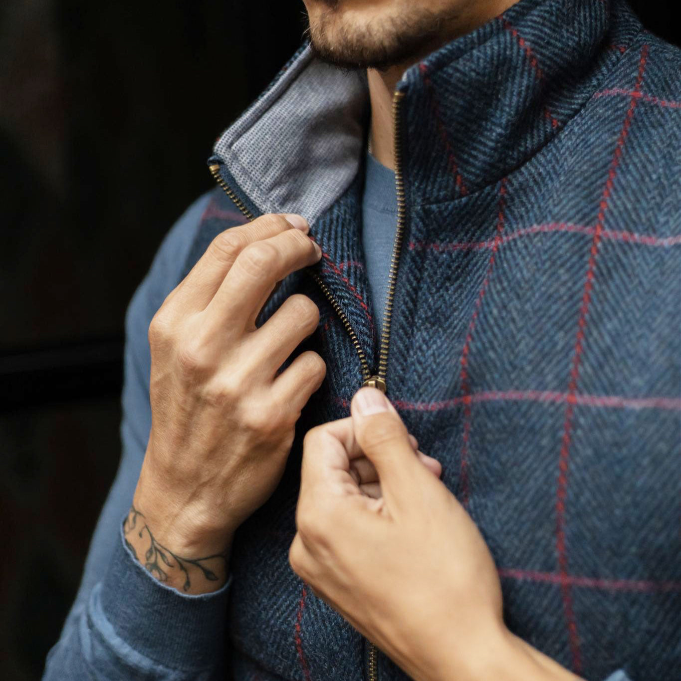 Ashton Wool Herringbone Vest | Clan Blue