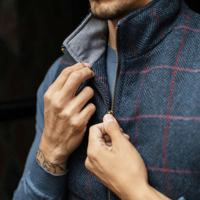 Ashton Wool Herringbone Vest | Clan Blue