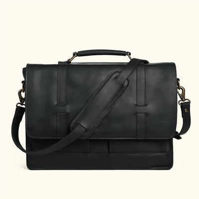 Classic Luxury Men's Jefferson Leather Messenger Bag | Black - Buffalo Jackson Trading Co.