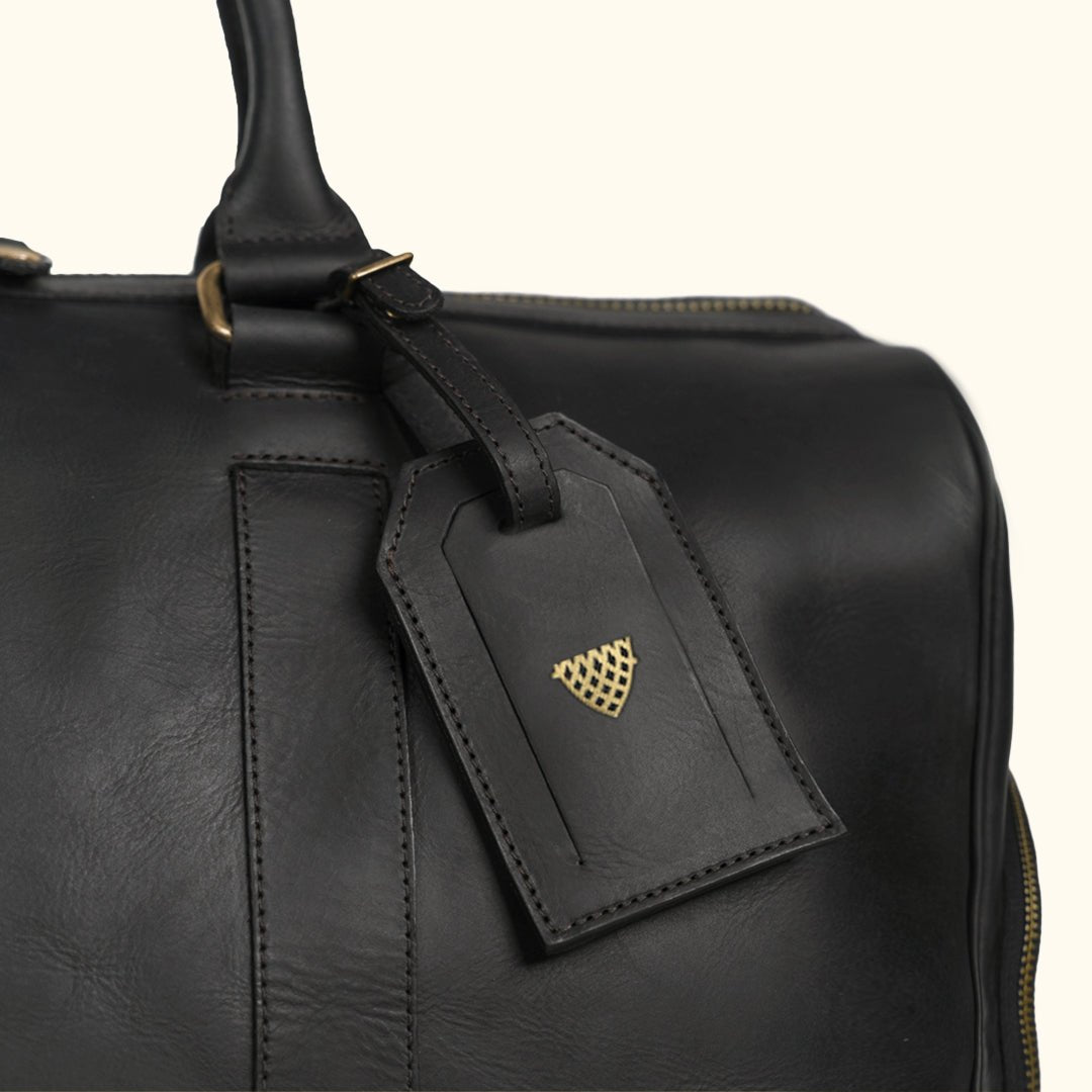 Mens Duffle Leather Bag - Luggage Tag