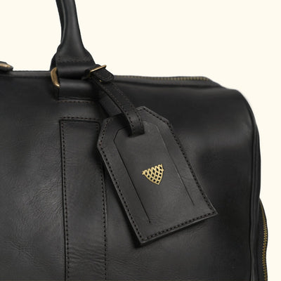 Mens Duffle Leather Bag - Luggage Tag