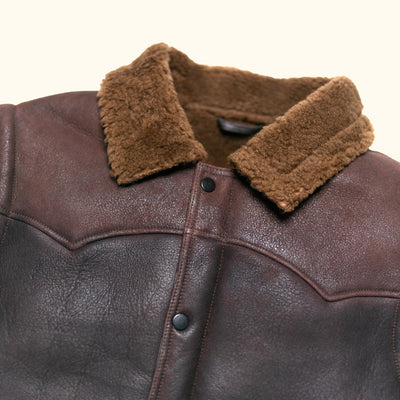 Shearling Collar from Wool and Cowboy Yoke Stitch Details