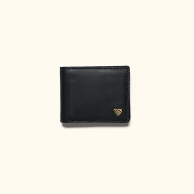 Jefferson Leather Bifold Wallet in Vintage Black, front view.