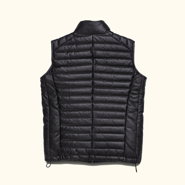 Black Leather Puffer Vest for Men (Bridger) | Buffalo Jackson