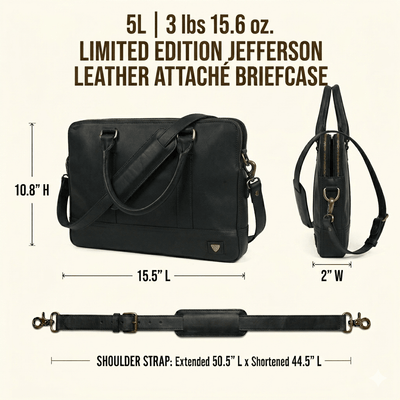 Limited Edition Jefferson Leather Attaché Briefcase | Black