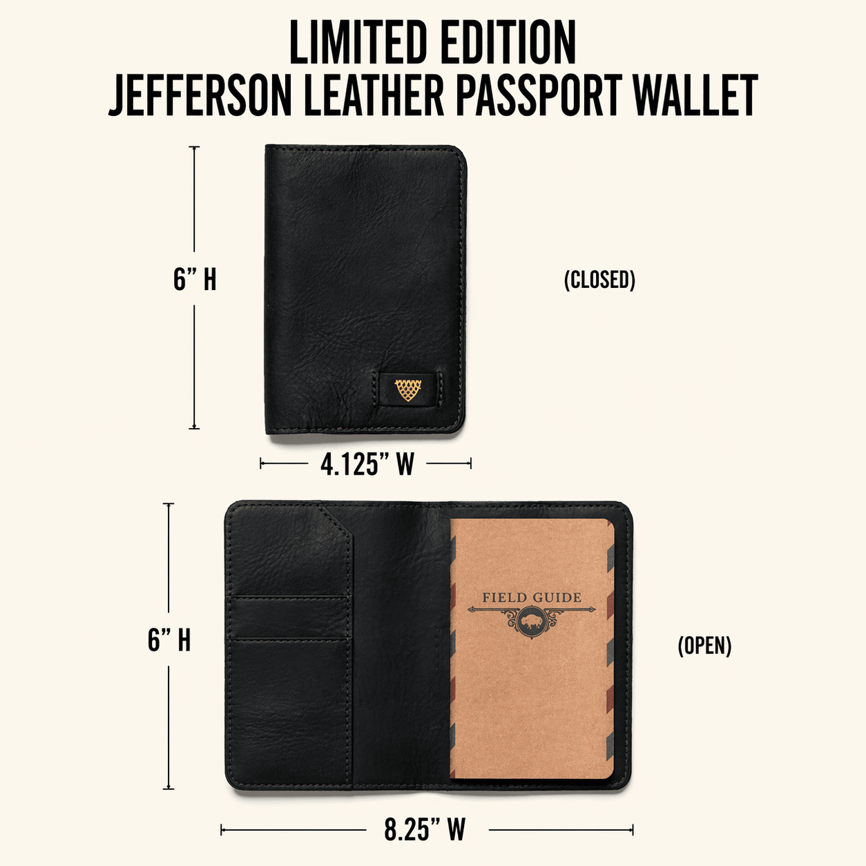 Limited Edition Jefferson Leather Passport Wallet | Black