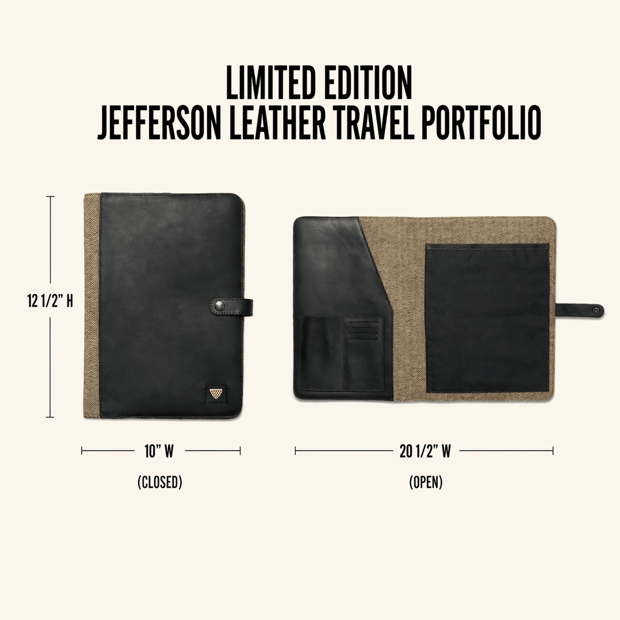 Limited Edition Jefferson Leather Travel Portfolio | Black