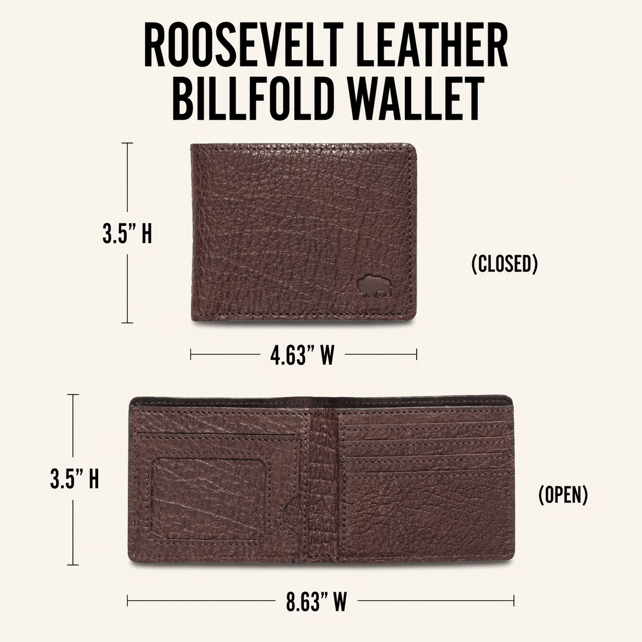 Limited Edition Roosevelt Leather Billfold Wallet | Buffalo Grain