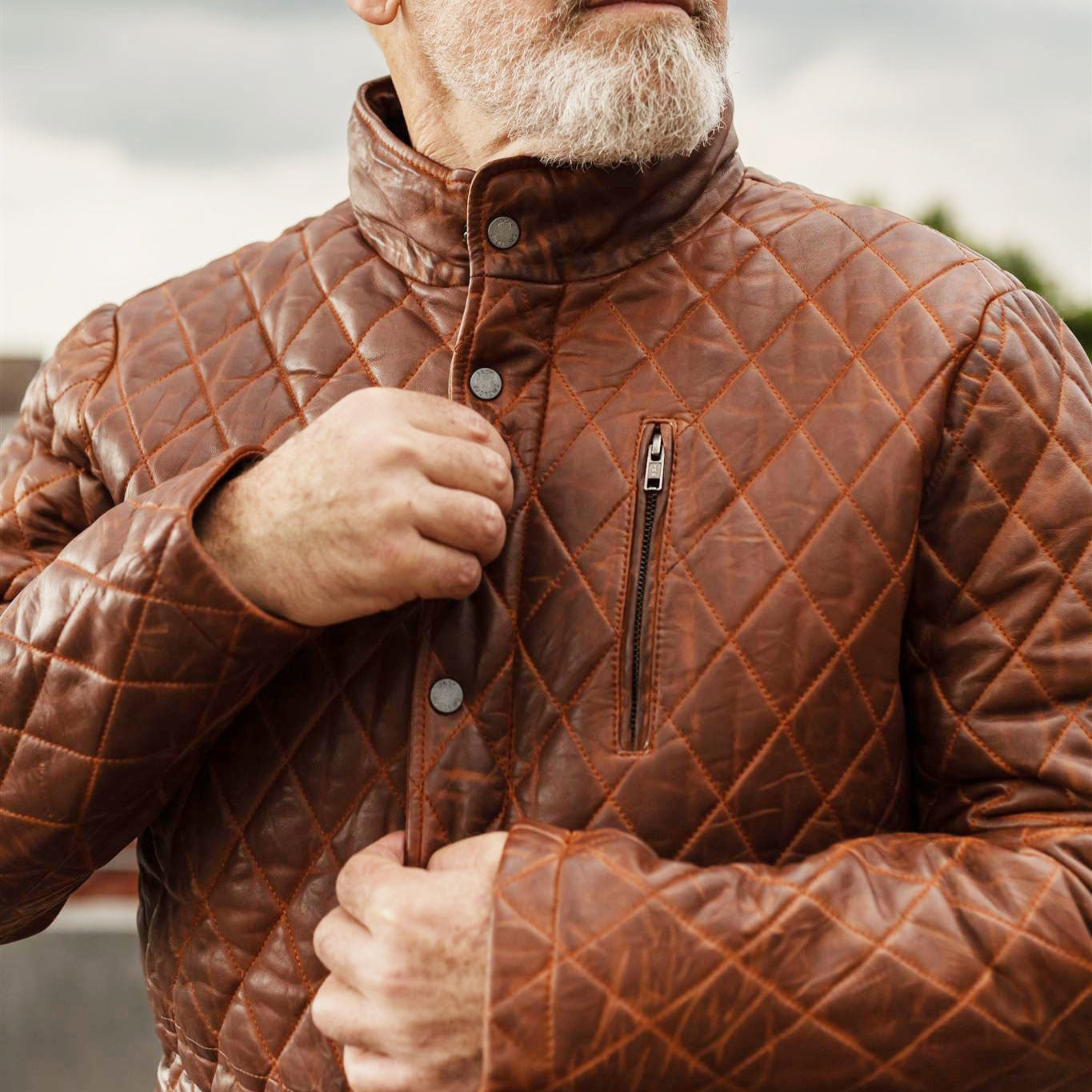 Highlands Quilted Leather Jacket | Whiskey Brown