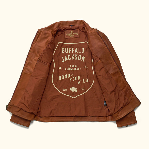 Men's Full Grain Classic Leather Flight Jacket - Brown | Buffalo