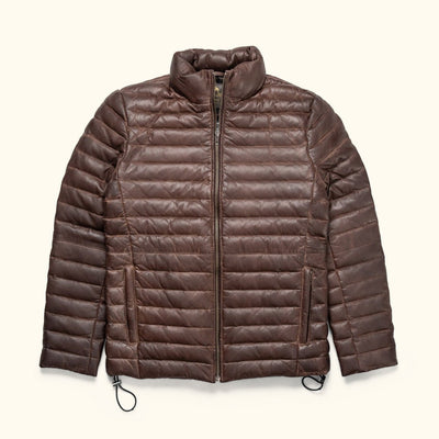 Leather Brown Jacket - Down