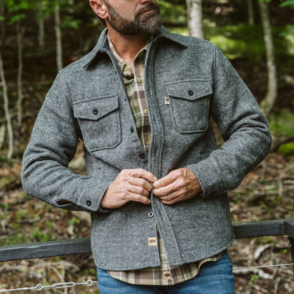 Wool Shirt in Dark Gray