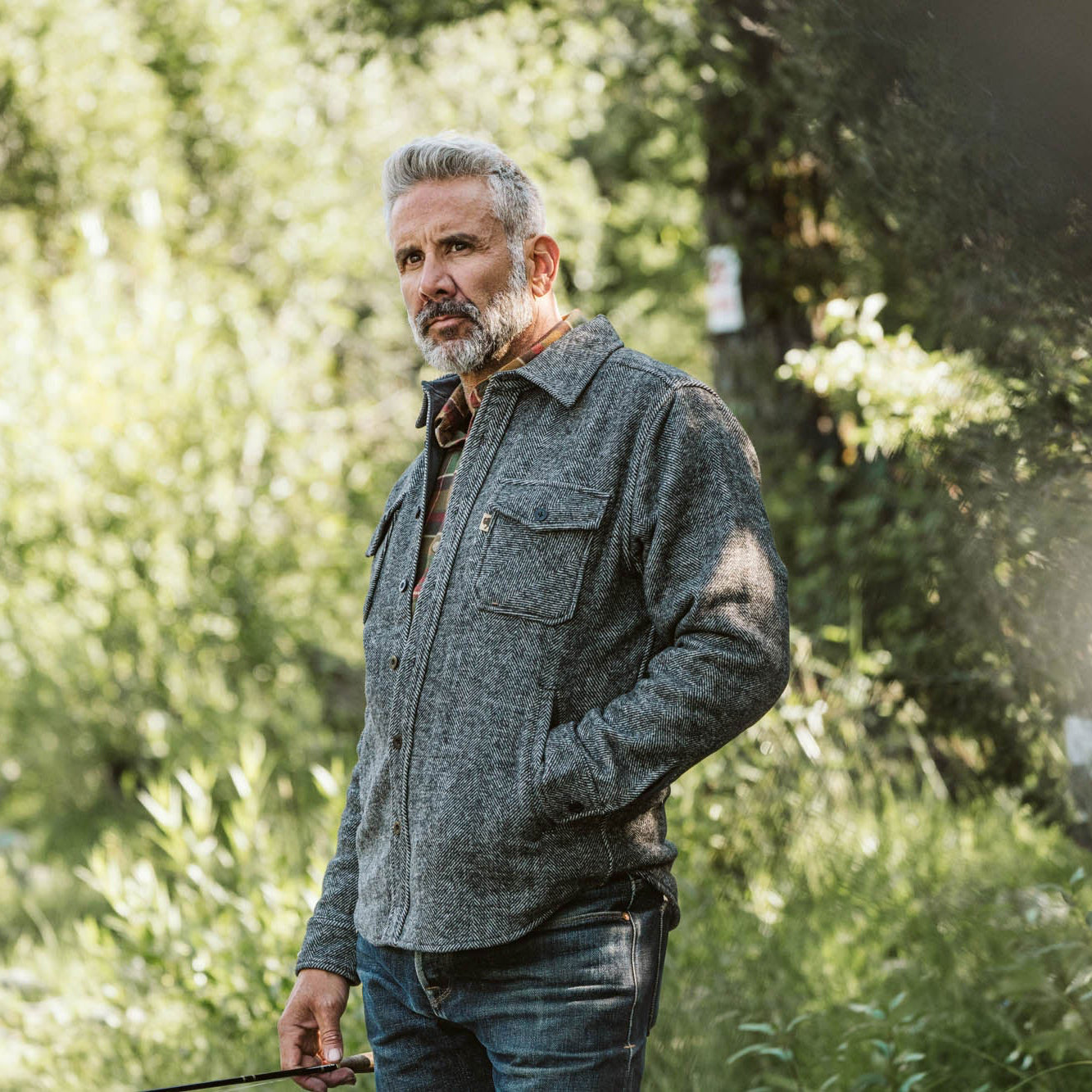 Outdoor - Barn - Wool Shirt Jacket / Shirt Jac - Gray Herringbone