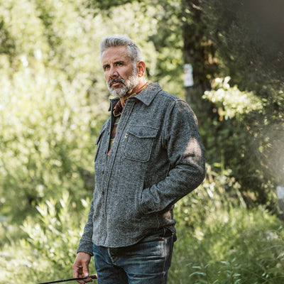 Outdoor - Barn - Wool Shirt Jacket / Shirt Jac - Gray Herringbone