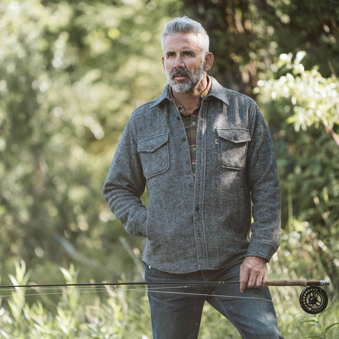 Mens Style - Wool Shirt Jac in Dark Gray and Light Gray Options
