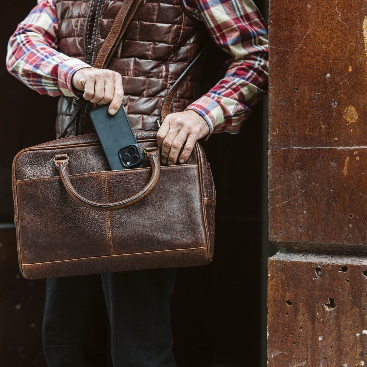 Vintage Water Buffalo - Leather Briefcase Bag