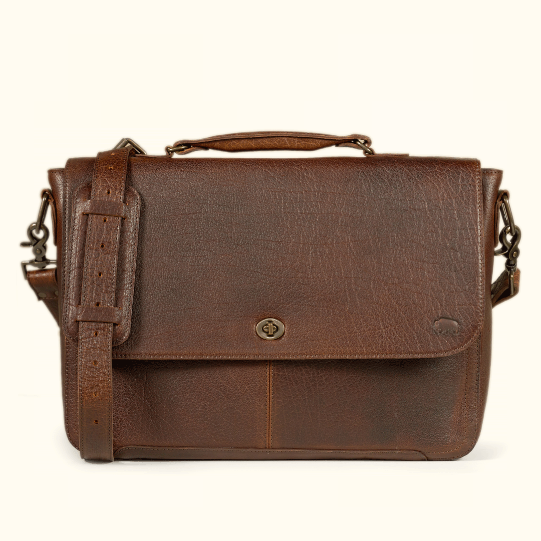 Limited Edition Roosevelt Leather Laptop Messenger Bag | Buffalo Grain
