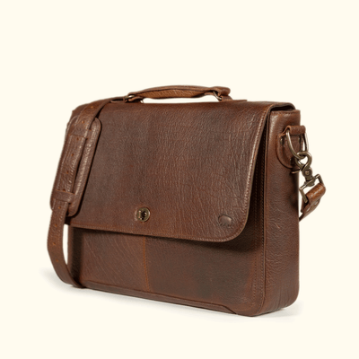 Brown leather satchel bag - vintage postal bag