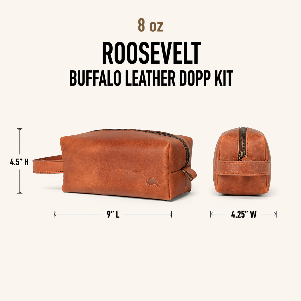 Roosevelt Buffalo Leather Dopp Kit | Amber Brown