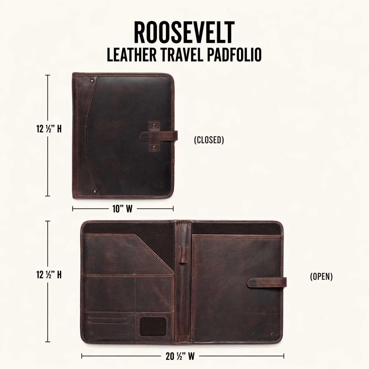 Roosevelt Leather Travel Padfolio | Dark Oak
